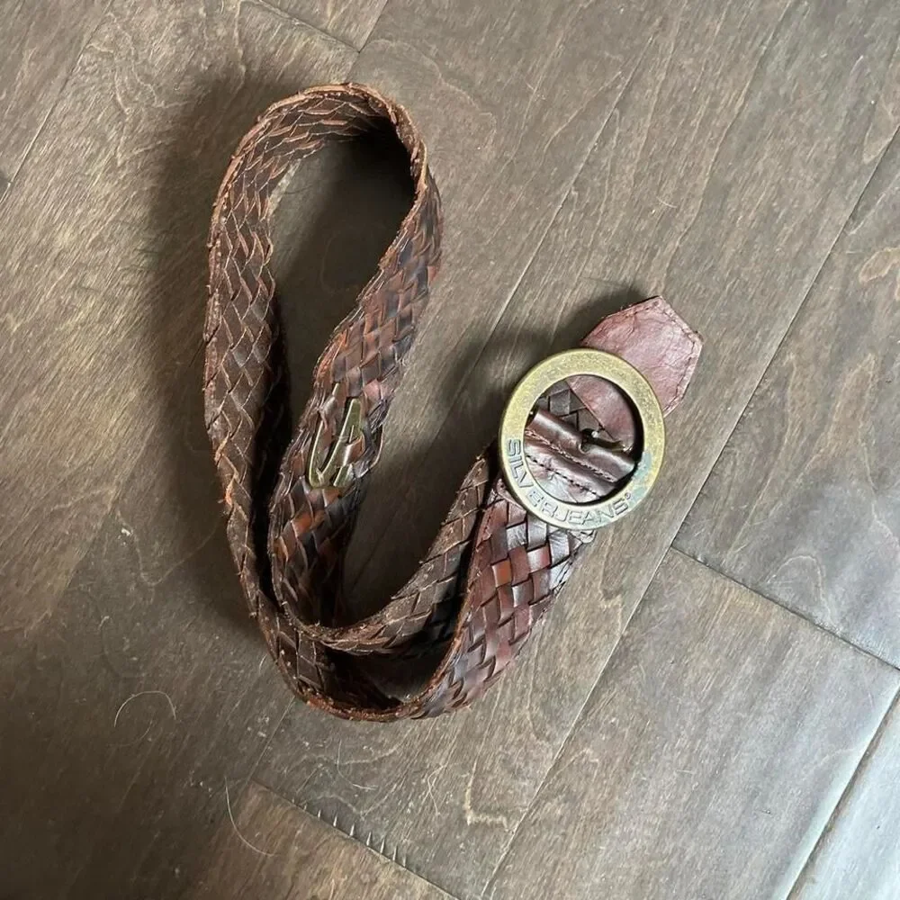 Vintage Y2K Silver Jeans Woven‎ Belt